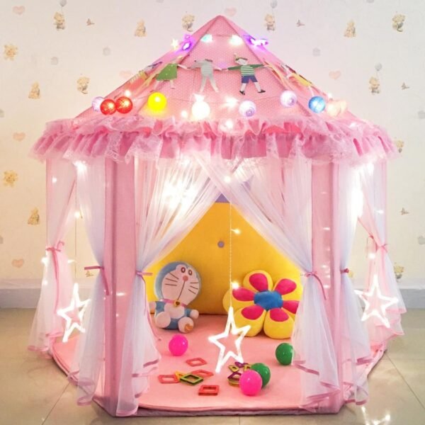 Tienda de campaña estilo princesa rosa