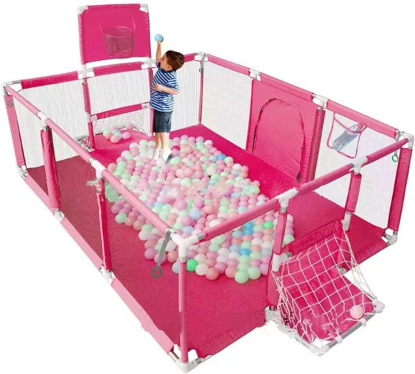 Parque para bebés con porterías y canasta - Imagen 4